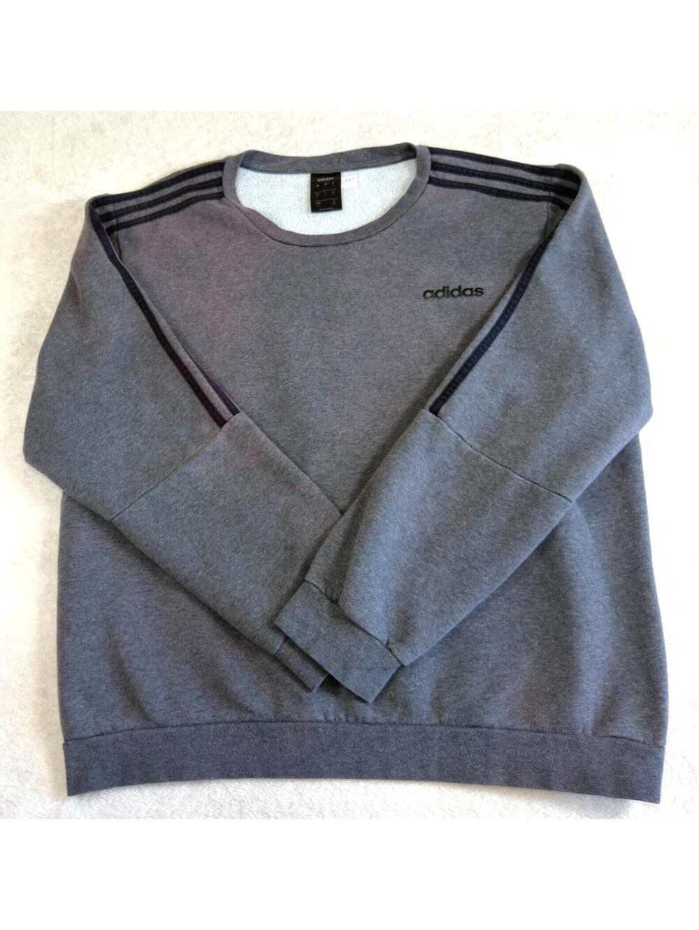 Adidas Essentials 3-Stripes Crewneck Sweatshirt Unisex Large Grey Pullover